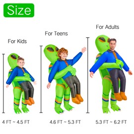 ZIZWO Disfraces Inflables de Alien para Adultos/Adolescentes/Niños, Disfraz Inflable de Abducción Alien, Divertidos Disfraces Inflables de Halloween para Fiesta de Cosplay (Niños)