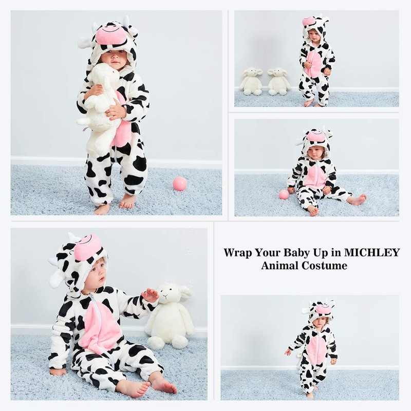 MICHLEY Unisex Baby Boy Girl Hooded Romper Winter Animal Cosplay