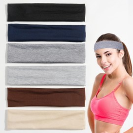 Paifeancodill 6 Pcs Yoga Headbands for Women Stretchy Cotton Non Slip Elastic Sweat Hairbands Sport Hair Bands Hair warp Athletic Headband ​Workout sweatbands Yoga Running Sport Exercise Gym(6 colors)