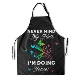 Giwawa Hairstylist Apron with 2 Pockets, Colorful Print Adjustable Strap Waterproof Hairdressing Apron for Unisex Adults Women Men Hair Cutting Hairdressers Salons