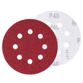 Maveek 50 Pieces 8 Holes Sanding Discs 40 Grit 5 inch Hook and Loop Sandpaper Assortment for Random Orbital Sander