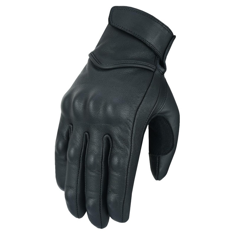RUBSONS HKRG Men's Touch Screen Leather Motorcycle Biker Gloves (S)