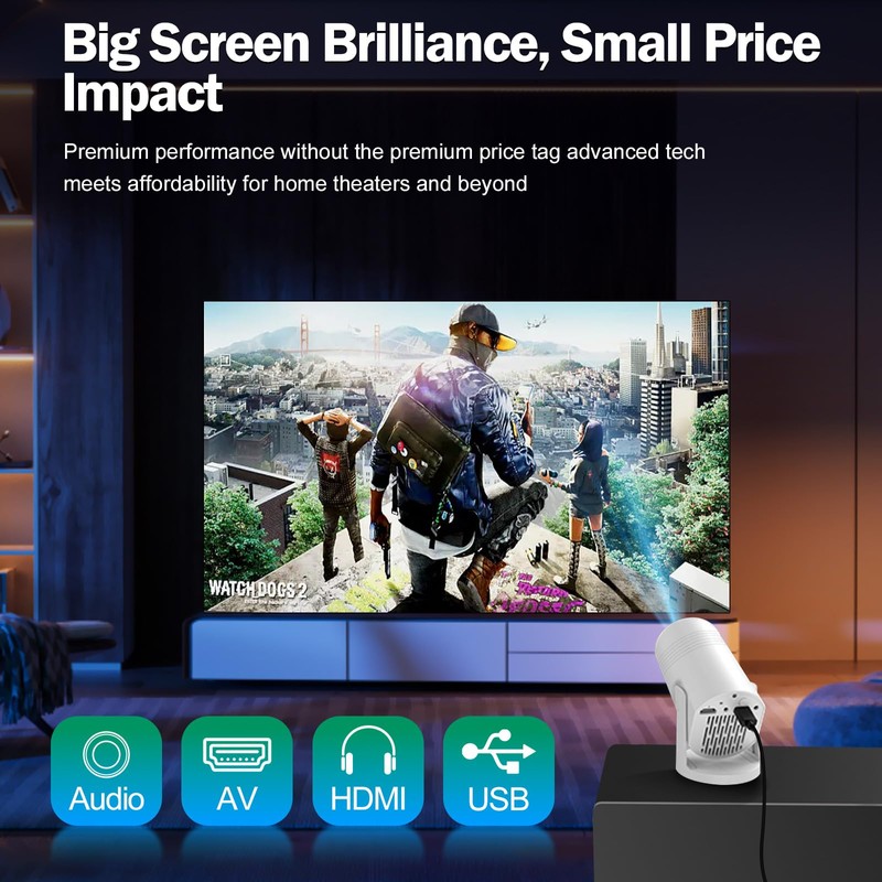 Geylnxng Wireless Mini Projector with WIFI 6 and Bluetooth, 4K
