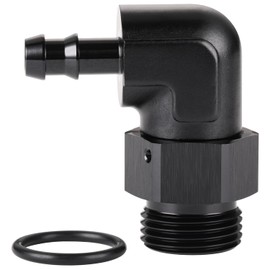 Podavelle 12AN -12 ORB Male to 3/8 Hose Barb 90 Degree Fitting Adapter Aluminum Black