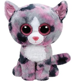 TY TY37067 Cat Lindi, Katze pink 24cm, mit Glitzeraugen, Beanie Boo's, andere