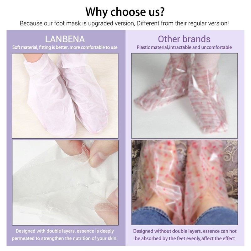Kit 2 Pares de Mascarillas Exfoliantes De Pies Lanbena Elimina