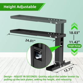 Ladder Leveler Heavy-Duty Stabilizer & Leveler, Adjustable Height/Length for Extension Ladders, Non-Slip Feet(Silver)