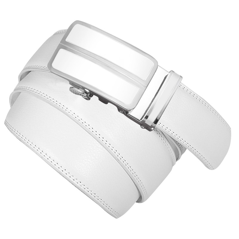 ITIEZY Men's Automatic Belt Designer Leather Belt Buckle Black, white