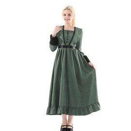 Nuoqi Green Victorian Dress for Women Long Sleeve Renaissance Dress Historical Medieval Costume XXL