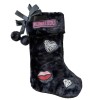 Victoria Secret Christmas Stocking Black w/Logo & Patches