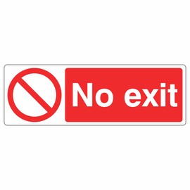 300mmx100mm No Exit Sign Rigid Plastic