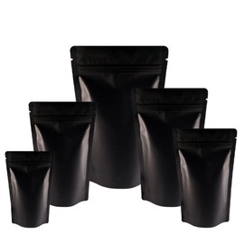 50pcs Sealable Matt Pouches Resealable Bags Ziplock, Sealable Matt Bags Reusable Mylar Baggies Heat Seal Packaging Bags for Food Storage (Black Matt, 12x20cm)