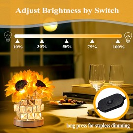 Sunflower Gifts, Sunflower Night Light with Touch Control, and Warm Light Infinitely Dimmable Table Lamp—Perfect Gift for Mom on Valentine's Day, Mother's Day, Christmas, and Birthdays