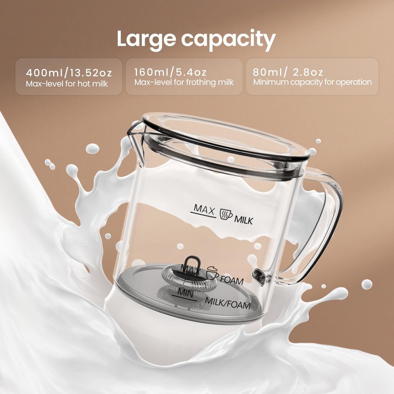 Casimhu 4-in-1 Milk Frother, Electric Milk Frother and Steamer with