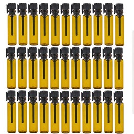 Elfenstall - Portable 100pcs 1ml (1/4 Dram) Amber Mini Glass Bottle 1cc Vial For Essential Oil Perfume DIY Liquid Sample Bottle Travel Makeup Party With 10pcs 0.5ml Pipette Tool