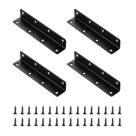 sourcing map 4Pcs L-Shaped Brackets Corner Brace, 0.98"x0.98"x5.51" Corner Bracket Shelf Bracket Right Angle Brackets for Wood Shelves Furniture (25x25x140mm, Black)