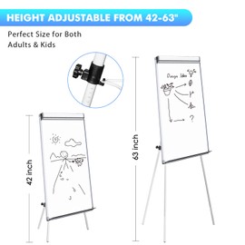 maxtek Easel White Board - Magnetic Tripod Whiteboard Portable Dry Erase Board 36 x 24 inches Flipchart Easel Board Height Adjustable, 3' x 2' Portable White Board