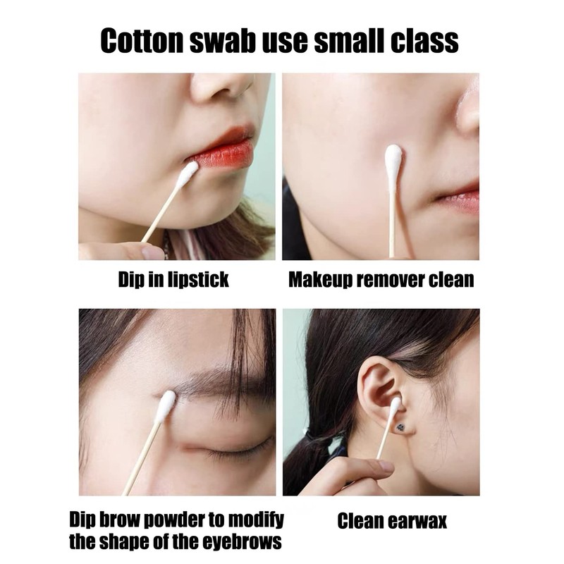 Thick Cotton Swabs,XL Size Natural Bamboo Cotton Buds,Precision & Round