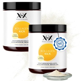 XbyX Collagen Kick Pineapple 2 x 90 g | 90 Servings | Vegetarian Premium Collagen Powder | Type 1, 5 and 10 Collagen | From Germany