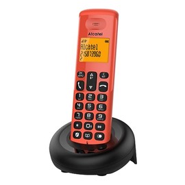 Alcatel E160 Red Cordless DECT Phone with Blocking Unwanted Calls, Large Orange Backlit Display, Easy to Read, Classic and Polyphonic Ringtones