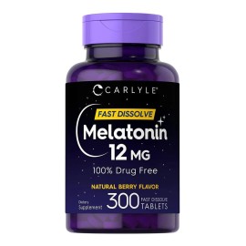 Melatonina 300 Tabletas Sabor Berry 12mg Maxima Potencia Sabor Bayas