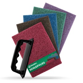 BISATEX® Sanding Fleece + Holder Set of 5 Different Grits P100-800 - Durable & Cut to Size Sanding Pads in 155 x 210 mm - Fleece for Sanding Wood, Metal and Plastic