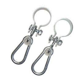Danto® Set of 2 Cuff Hooks, Choice of Diameter, Swing Hooks, Door Hooks with Carabiner, Galvanised, For Pipes Or Round Woods, silver, 5cm