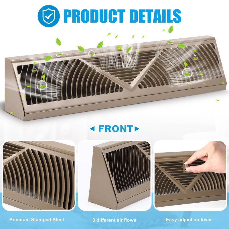 Yaocom 2 Pack Baseboard Register Vent 24 Inch Duct Opening