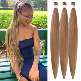 Brown Blonde Braiding Hair Pre Stretched 30Inch Box Braids Hair Extension for Braiding 27/30/613 Mixed Braiding Hair for Knotless Braids