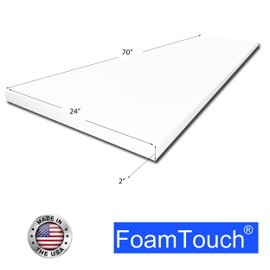 FoamTouch Upholstery Foam Cushion High Density 2'' Height x 24'' Width x 70'' Length