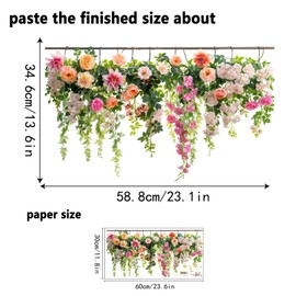 Floral Window Clings，Multi colored floral vine window stickers，Double-Sided Static Decorative Stickers，No Residue, Anti-Collision, Double-Sided Window Clings