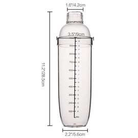 2 Pcs Plastic Cocktail Shaker,Drink Mixer Boba Tea Shaker,Professional Bar Tools Set (33oz/1000cc)