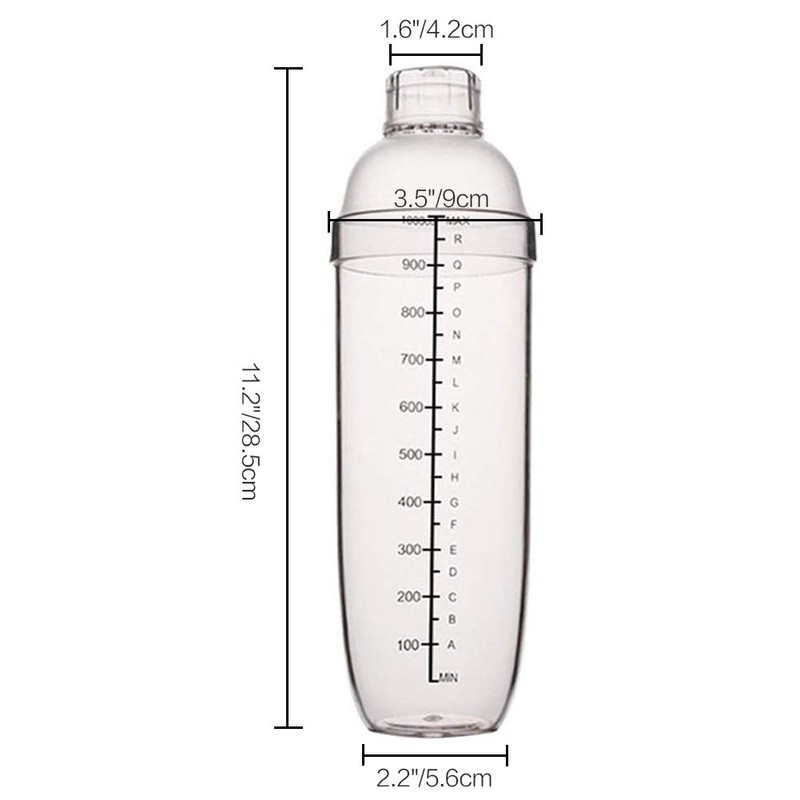 2 Pcs Plastic Cocktail Shaker,Drink Mixer Boba Tea Shaker,Professional Bar