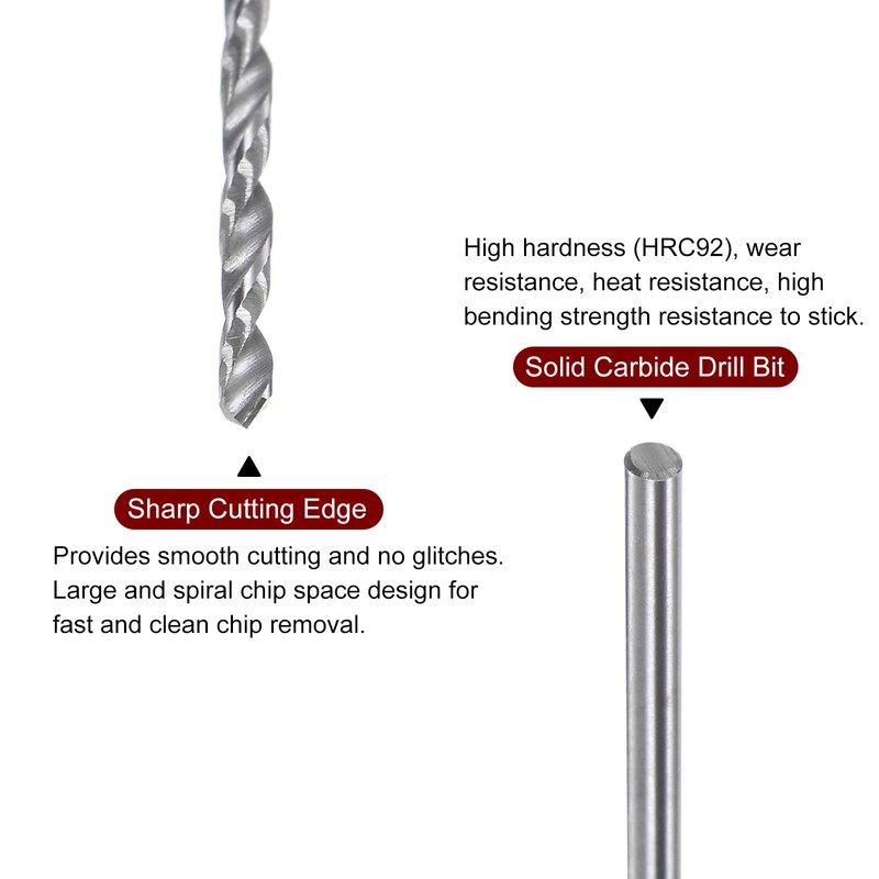 sourcing map 2pcs Solid Carbide Drill Bits 1.25mm C3/K10 Tungsten