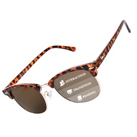 OPTOFENDY Progressive Reading Sunglasses for Women Men Half Frame Multifocus Sun Readers with UV Protection Tortoise 2.5x