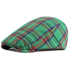 Plaid Newsboy Hats Flat Cap for Men Women Adjustable Lightweight Ivy Catsby Cabbie Driving Hat (US, Alpha, One Size, plaid-02-green)