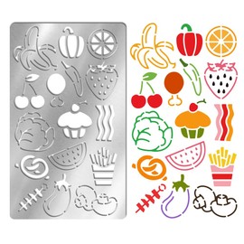 UNICRAFTALE Fruit Vegetable Food Metal Stencil Retro Stainless Steel Template Photo Album Stencil Reusable Cutting Dies Drawing Stencils Tool Template for Wood Carving DIY Scrapbooking Decorative
