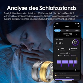 Smart Ring Pedometer Heart Rate Monitor Sleep Tracker Sports Fitness Tracker Smart Rings for Men Women Smart Ring Android Smart Ring Fitness Ring Health Ring Men's Fitness Tracker Gold Black