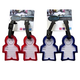 Smiling Luggage Travel Address Label Tags - Pack of 2 - Solid, Durable Hard Plastic