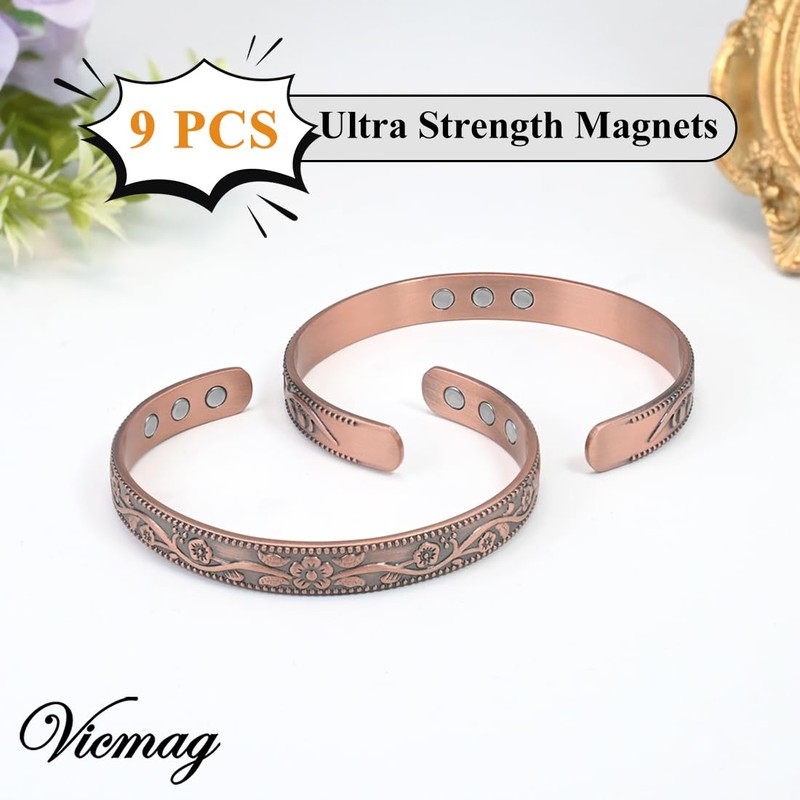 Vicmag Copper Magnetic Bracelet for Women and Men Ultra Strength