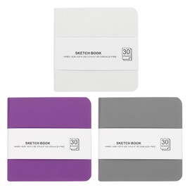 PATIKIL 4x4 Watercolor Paper Sketchbook, 3Pcs 30 Sheet 300GSM/140lb Acid Free Watercolor Journal Hardcover Artists Paper Pads for Painting, Light Purple/White/Light Gray