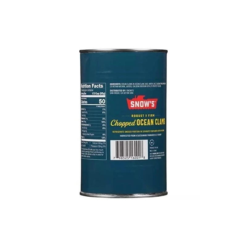 Snow's Ocean Chopped Clams Canned, 51 oz Can - 7g