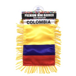 Colombian Small Car Flag Interior Rearview Mirror or Home Sticks to Windows Glass Quick and Easy Quality Small Hanging Mini Banner Flags car Accessories (Colombia Flag)