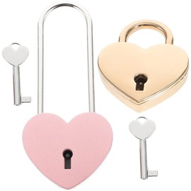 Operitacx Love Lock Heart Padlock Luggage Lock with Key Love Heart Shaped Padlocks for Jewellery Storage Box Diary Book Couples Lovers Pack of 2