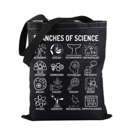 PWHAOO Science Teacher Tote Bag Branches Of Science Tote Bag Science Nerd Tote Bag Science Lover Gift, Branches of Science Tote, 14.17" x 12.6"