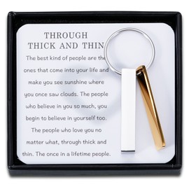 Galentines Day Gifts for Best Friend Friendship Keychain Women Men Best Friends Valentines Day Gift Basket for Besties Bff Female Friends 16 18 Birthday Present Thick and Thin Keychain Christmas Gifts