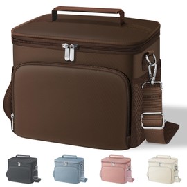 esouler Lunch Box for Women/Men Insulated Lunch Bag Large Capacity Reusable Lunch Tote Leak Proof Lunch Bags for Work Picnic, Coffee Brown