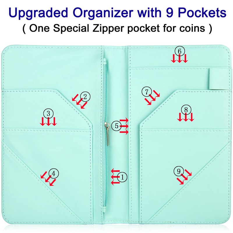 Server Book with Zipper Pocket,Waitress Book Wallet Notepad-Leaves