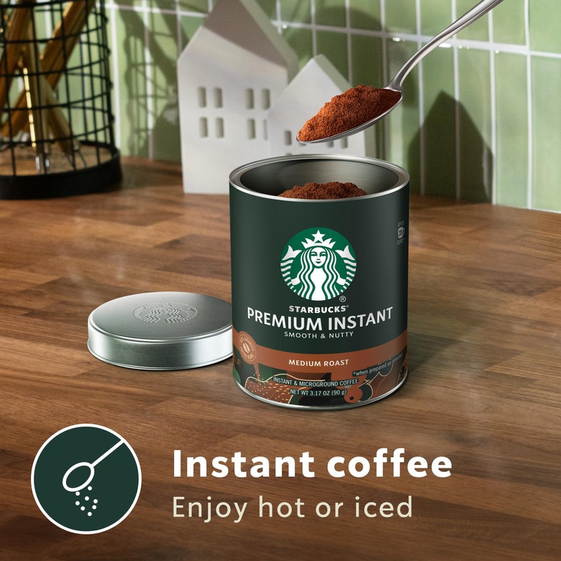 Starbucks Premium Instant Coffee, Medium Roast Coffee, Arabica Beans, 3.17