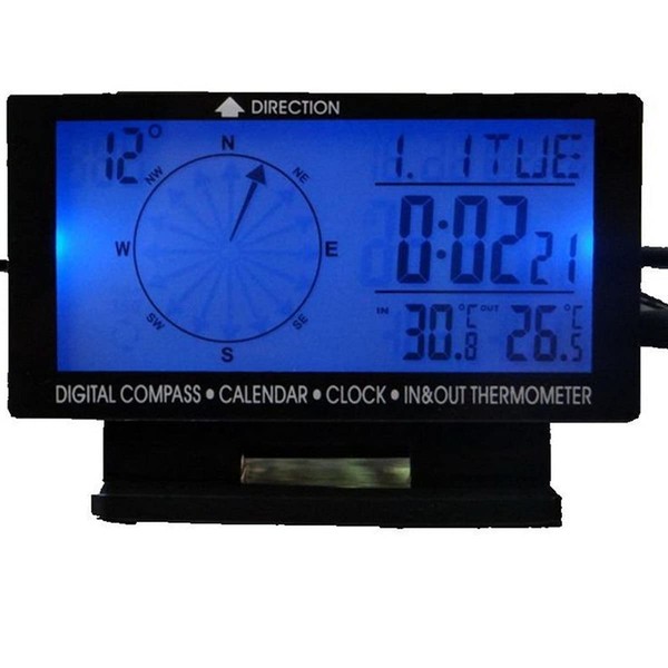 WEPARTICULAR 4.6 inch LCD Backlight Blue Clock Digital Compass for